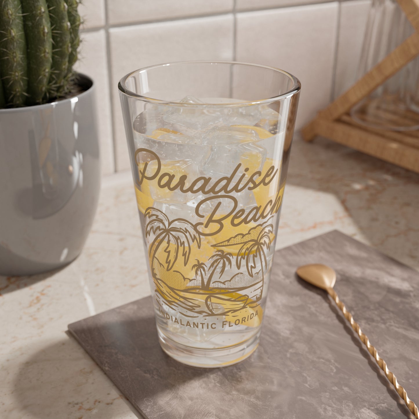 Paradise Beach 16oz Glass